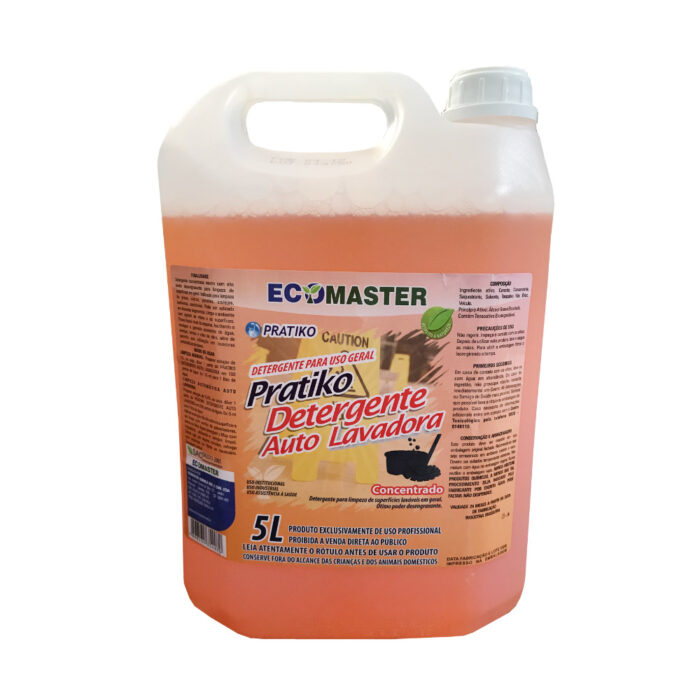 2298 - PRATIKO DETERGENTE AUTO LAVADORA-5L-DESENGRAXANTE-CONCENTRADO-DIVERSAS SUPERFICIES-SAUDE-NÃO AGRIDE O CORPO-BAIXA ESPUMA-ECOMASTER-MAISQ LIMPEZA