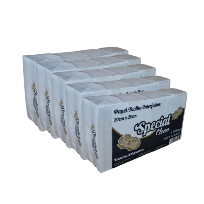 Papel Toalha Interfolha 100% Celulose 2 Dobras 20x21 c/5x500g Special Clean