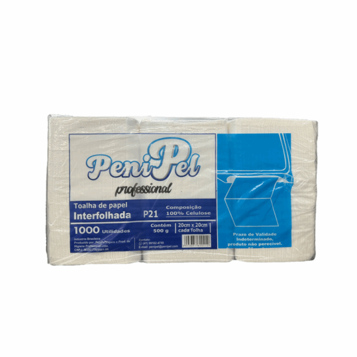 PAPEL TOALHA INTERFOLHA CELULOSE 20X20 P21 PENIPEL AZ C/500G