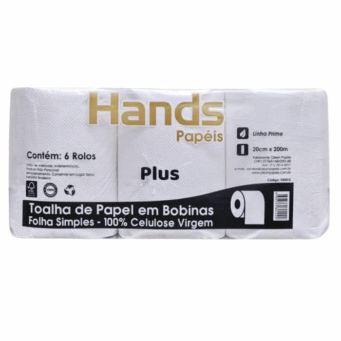PAPEL TOALHA BOBINA CELULOSE PLUS ECO 6X20X200