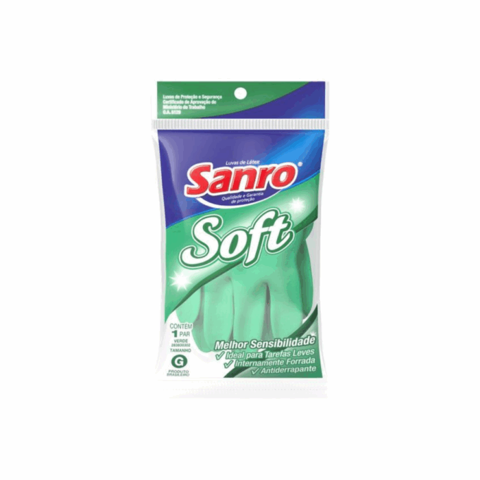 LUVA LATEX G SOFT VERDE SANRO - Image 2