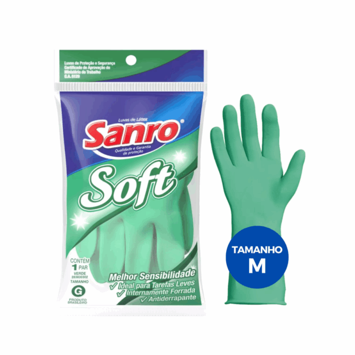 LUVA LATEX M SOFT VERDE SANRO - Image 2