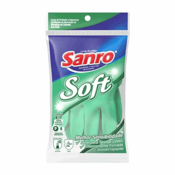LUVA LATEX P SOFT VERDE SANRO - Image 2