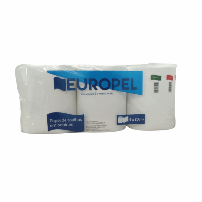 PAPEL TOALHA BOBINA CELULOSE A.C. EUROPEL 6X20X200M